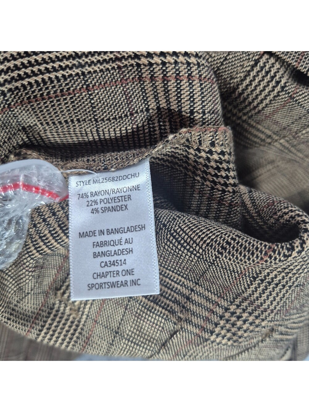 Jules & Leopold Brown Plaid Wide Leg Trousers Sz XL Business Casual Stretchy - Picture 4 of 13